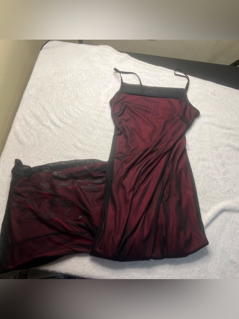 Mixit Red Slip Dress with Black Trim